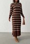 Women's Brown Striped Long Sleeve Knit Dress (New Color) - 4
