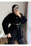 Women's Trend Thai Feather Belted Jacket