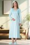Women's Turquoise Shawl Collar Lace Detailed Long Sleeve Design Maternity Nightgown Dressing Gown Set 2-Piece Set - 2