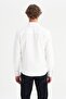 100% Cotton Regular Fit Regular Cut Pocket Detailed White Shirt - 2