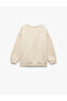 Raised Long Sleeve Basic Crew Neck Sweatshirt - 2