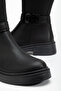 Women's Black Leather Thick Thermo Sole Buckle Zippered Boots - 4