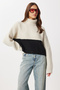 Contrast Color Knitwear Sweater Lfg0160 Stone Black - 2