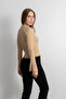 Crew Neck Buttoned Spanish Sleeve Knit Cardigan - Beige - 6