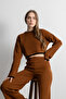 Women's Knitwear Striped Crop Top and Bottom Set – Cinnamon - 8