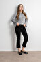 Crew Neck Buttoned Spanish Sleeve Knit Cardigan - Gray - 3