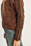 Damenpullover mit Knopfdetail an den Ärmeln, Basic-Strickpullover TK251107 60283668 - 5