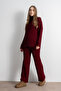 Knitted Patterned Oversize Women's Knitwear Trousers - Sweater Set