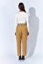Women's Camel Waist Buttoned Double Stitched Trousers - 8
