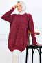 Stone Detailed Knitwear Tunic S3008 Plum - 2