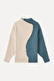 Women's Blue Loose Fit High Neck Color Gradient Sweater - 4