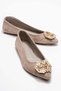 Torselel Women's Genuine Leather Stone Detailed Ballet Flats Mink Suede Color-Match Leather Lining