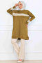 Striped Detailed Mercerized Tunic K5020 Oil Green