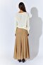 Women's Beige Sectioned Tulle Skirt with Mini Skirt Inside - 7