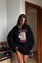 Women's Oversize Sweatshirt Dress Grinch Mode Printed Black – Crew Neck, 3 Thread Fleece