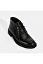 Men's Black Lace-Up Leather Boots - 5