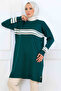 Striped Detailed Mercerized Tunic K5020 Emerald Green - 2