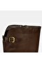 Women's Brown Leather Boots with Metal Buckle Detail - 5