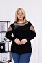 Plus Size Tulle Detailed Strawberry Fabric Blouse