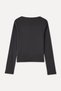 Women's Ecru Boat Neck Long Sleeve Fitted Blouse - 2