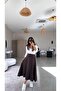 Brown Diagonal Fabric Bell Skirt - 3