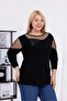 Plus Size Tulle Detailed Strawberry Fabric Blouse - 8