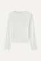 Women's Ecru Modal Blend Crew Neck Long Sleeve T-Shirt - 5