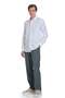 Gray Comfort Fit Striped Slim Collar 100% Cotton Long Sleeve Sports Shirt - 4