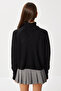 Zippered Stand Collar Knitwear Sweater Lfg0162 Black - 5