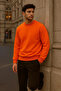 Men's Oversize Winter Orange Long Sweater - 6