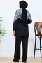 Leopard Patterned Scuba Double Suit N5357 Black - 5