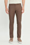 Men's Brown Cotton Slim Fit Slim-Fit Side Pocket Dobby Casual Pants