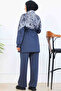 Leopard Patterned Scuba Double Suit N5357 Anthracite - 5