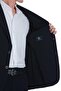 Navy Blue Slim Fit Mono Collar Casual Suit - 5