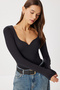 Heart Neckline Polyamide Bodysuit Lub0264 Black - 2