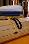 Wrist-Length Gold Design Silver Tassel Blue Fire-I Tightening Amber Prayer Beads - 4