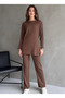 Cotton Corded Fabric Women's Blouse and Pants Two-Piece Set