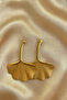 Gold Steel Leaf Gingko Earrings - 3