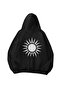 Sunburst Printed Black Oversize Unisex Hoodie Sweatshirt