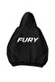 هودي سويت شيرت أسود كبير الحجم مطبوع عليه Fury (Düz) للجنسين