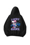 Lucky Girl Printed Black Oversize Unisex Hoodie Sweatshirt