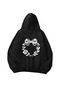 Bow Wreath Printed Black Oversize Unisex Hoodie Sweatshirt