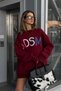 Women's Oversize Sweatshirt Dress Color Pop Printed Burgundy – Crew Neck, 3 Thread Raised Fleece - 2