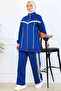 Stripe Detailed Scuba Double Suit N5347 Blue