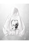 White Unisex Ataturk Portrait Printed Oversize Hoodie Sweatshirt