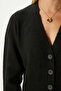 Women's Bold Soft Texture V-Neck Black Knitwear Cardigan 70148 - 3
