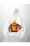 White Unisex Hagi 10 Printed Oversize Hoodie Sweatshirt