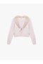 Faux Fur Collar Bow Tie Detail Slim Fit Crop Knit Cardigan - 3
