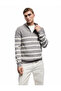 Long Sleeve Striped Half Zip Knit Sweater