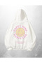 White Unisex Happy Mind Happy Life Printed Oversize Hoodie Sweatshirt